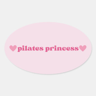Cute Pilates Princess Pink Heart Design Oval Sticker
