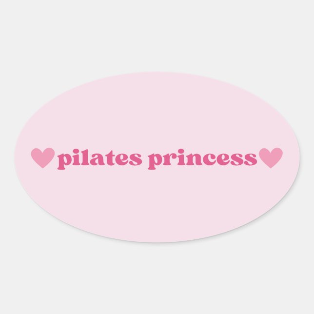 Cute Pilates Princess Pink Heart Design Oval Sticker (Front)