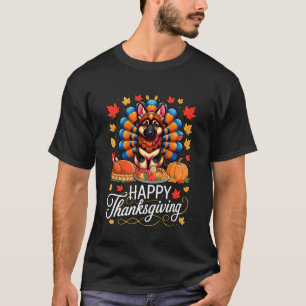 Cute Pilgrim German Shepherd Dog Turkey Happy Than T-Shirt