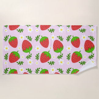 Cute pillow continuous design strawberries pink ba beach towel