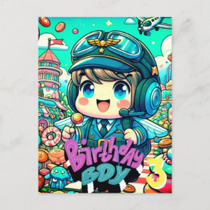 Cute Pilot Birthday Boy Postcard