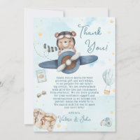 Cute Pilot Teddy Bear Blue Plane Boy Baby Shower