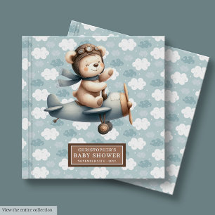 Cute Pilot Teddy Bear Guest Book Baby Shower Boy