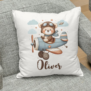 Cute Pilot Teddy Bear Personalised Cushion