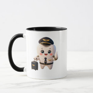 Cute Pilot Tooth Dental Humour Two-Tone Coffee Mug