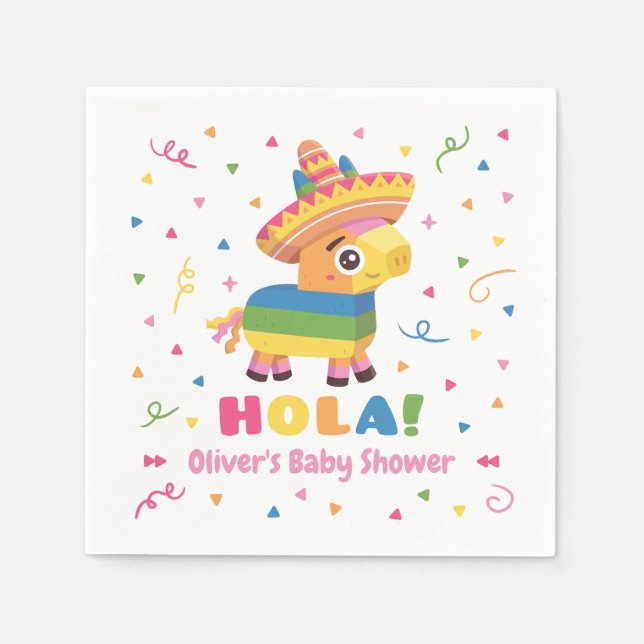 Cute Pinata Confetti Fiesta Baby Shower Supplies Napkin (Front)