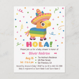 Cute Pinata Confetti Hola Fiesta Baby Shower Invitation