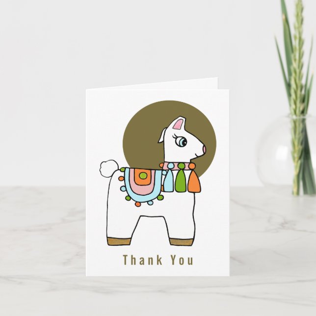 Cute pinata llama baby shower thank you card (Front)