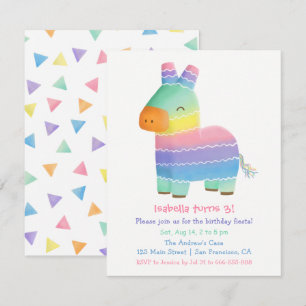 Cute Pinata Mexican Fiesta Kids Birthday Party Invitation