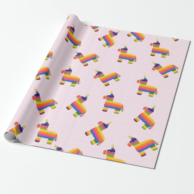 Cute Pinata Wrapping Paper (Unrolled)