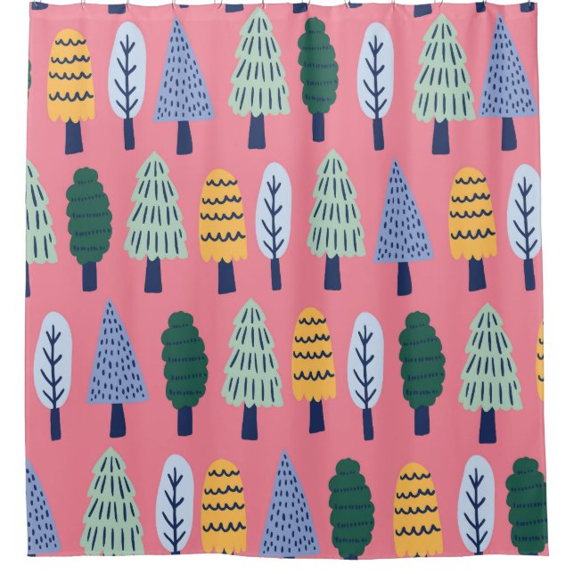 Cute pine trees: kids' pattern. shower curtain (Front)