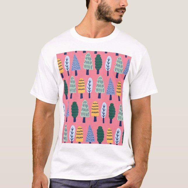 Cute pine trees: kids' pattern. T-Shirt (Front)