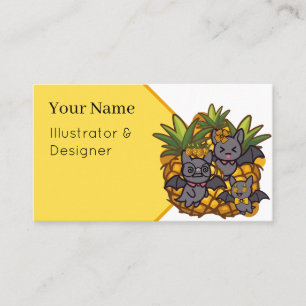 Cute Pineapple Bats Trio Business Card