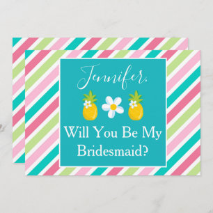 Cute Pineapple Bridesmaid Proposal Invitation