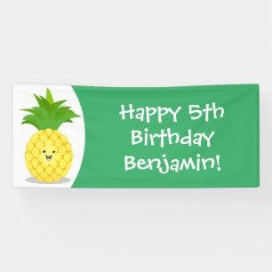 Cute pineapple cartoon illustration banner