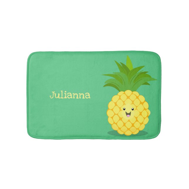 Cute pineapple cartoon illustration bath mat (Front)