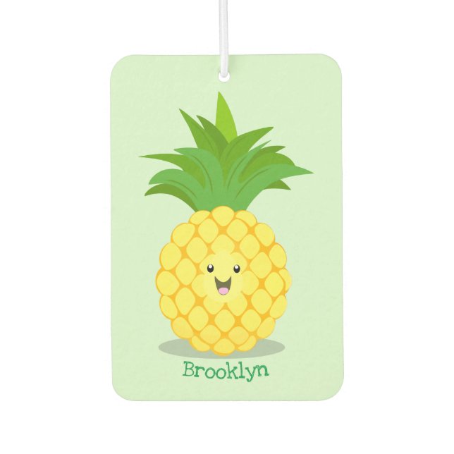 Cute pineapple cartoon illustration car air freshener (Front)