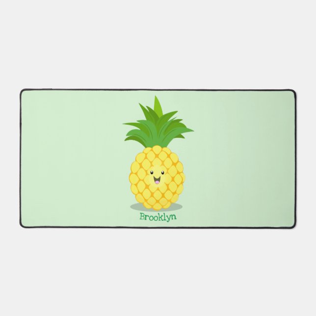 Cute pineapple cartoon illustration desk mat (Front)