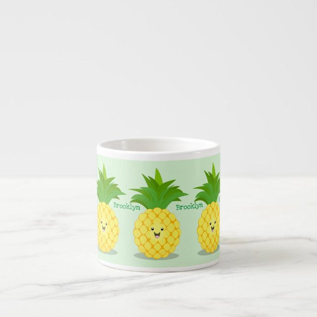 Cute pineapple cartoon illustration espresso cup (Front)