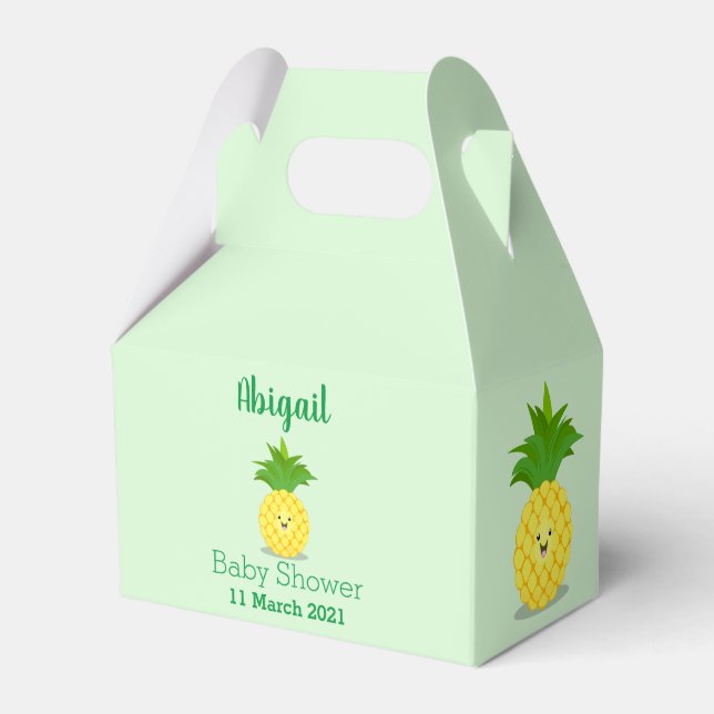 Cute pineapple cartoon illustration favour box (Front Side)