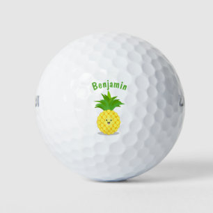 Cute pineapple cartoon illustration golf balls