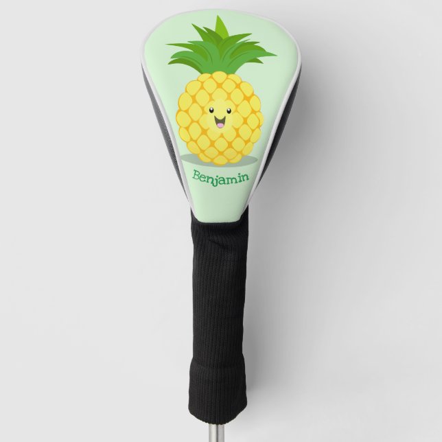 Cute pineapple cartoon illustration golf head cover (Front)