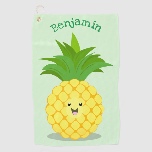 Cute pineapple cartoon illustration  golf towel (Front)