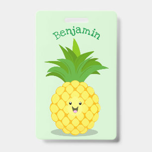 Cute pineapple cartoon illustration ID badge