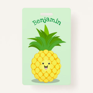 Cute pineapple cartoon illustration ID badge