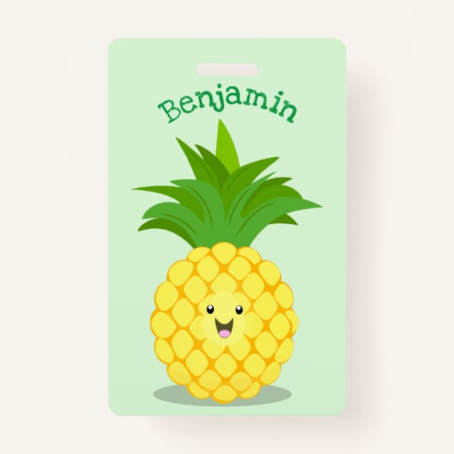 Cute pineapple cartoon illustration ID badge (Front)