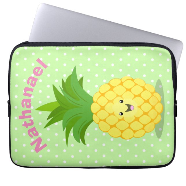 Cute pineapple cartoon illustration laptop sleeve (Front)