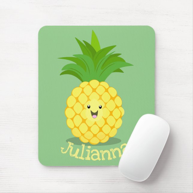 Cute pineapple cartoon illustration mouse mat (With Mouse)