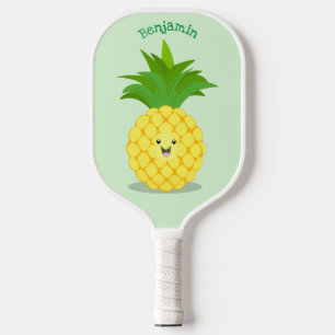 Cute pineapple cartoon illustration pickleball paddle