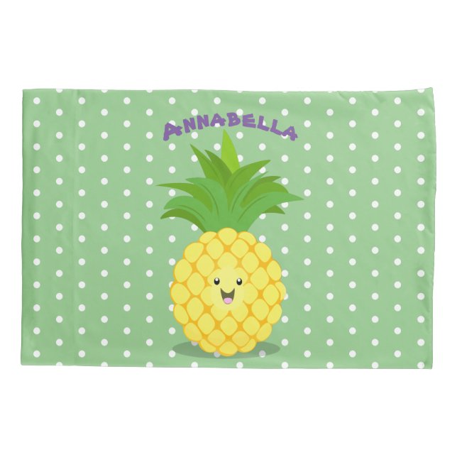 Cute pineapple cartoon illustration pillowcase (Back)