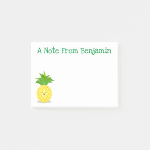 Cute pineapple cartoon illustration post-it notes