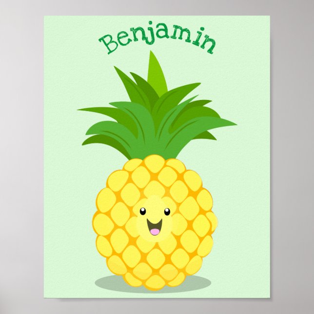 Cute pineapple cartoon illustration poster (Front)