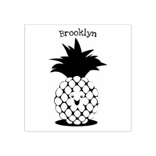 Cute pineapple cartoon illustration rubber stamp