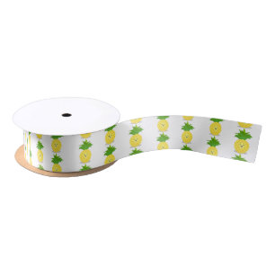 Cute pineapple cartoon illustration satin ribbon