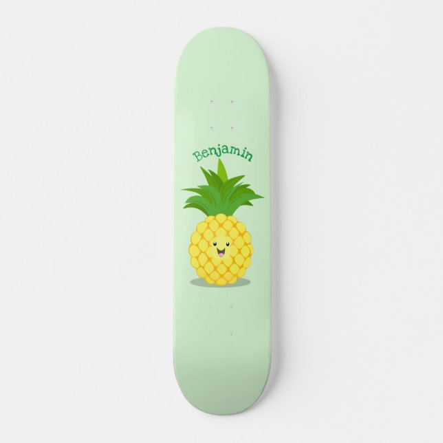 Cute pineapple cartoon illustration skateboard (Front)
