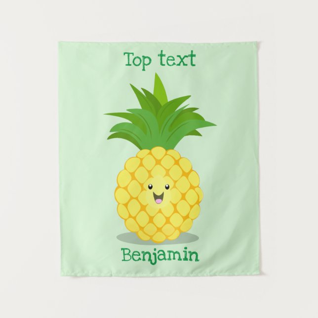 Cute pineapple cartoon illustration tapestry (Front)