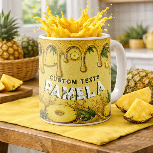 Cute Pineapple Fruit Drip Art Retro Garden Party Coffee Mug