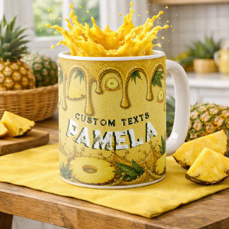 Cute Pineapple Fruit Drip Art Retro Garden Party Coffee Mug