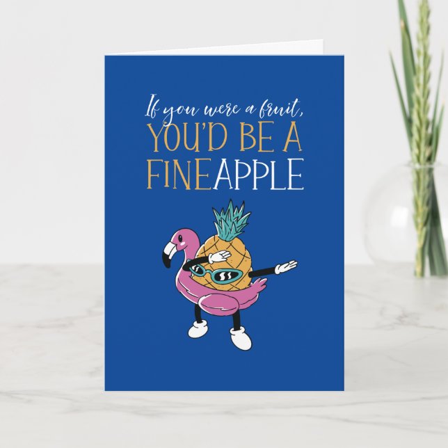 Cute Pineapple Fruit Pun Funny Valentine's Day Holiday Card (Front)