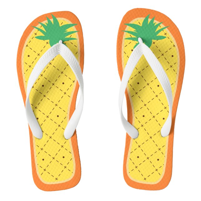 Cute Pineapple Funny Summer Tropical Fruit Style Flip Flops (Footbed)
