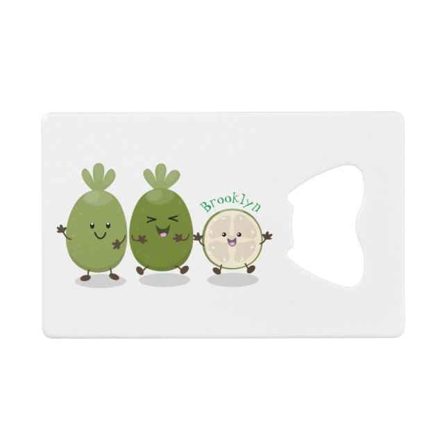 Cute pineapple guava feijoa cartoon illustration (Front (Horizontal))