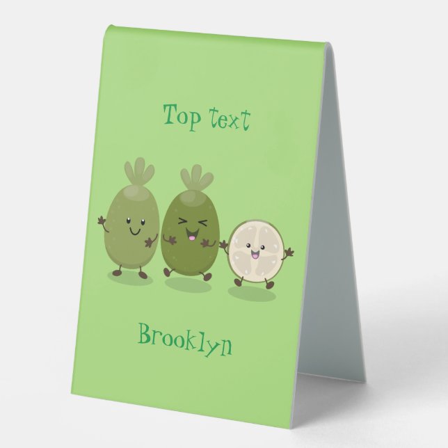 Cute pineapple guava feijoa cartoon illustration (Front)