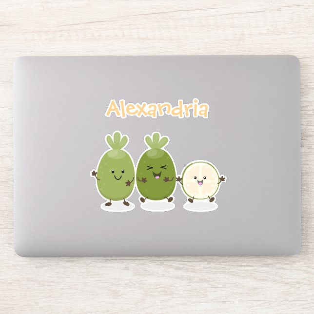 Cute pineapple guava feijoa cartoon illustration (Computer)