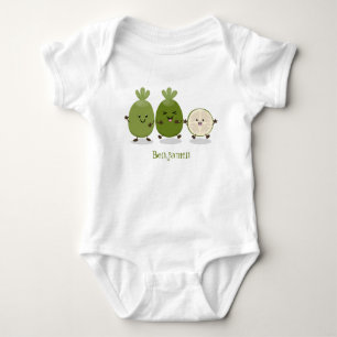 Cute pineapple guava feijoa cartoon illustration baby bodysuit