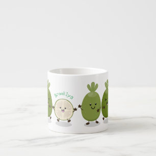 Cute pineapple guava feijoa cartoon illustration espresso cup