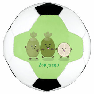 Cute pineapple guava feijoa cartoon illustration football